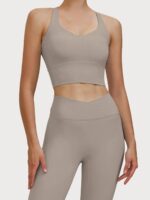 Apricot V Neck X-Cross Sports Bra - Medium Support - Image 2