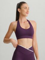 Purple Crisscross Strappy Back Sports Bra - Image 2