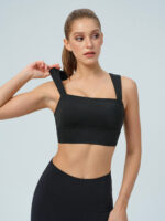 Black Square Neck Twisted Back Sports Bra -Light Support - Image 3