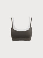 Dark Coffee Contrast Twist Sports Bra - Light Support - Image 10