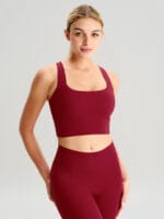 Wine Red Twist X-Cross Sports Bra - Light Support - Image 2