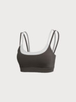 Dark Coffee Contrast Twist Sports Bra - Light Support - Image 11