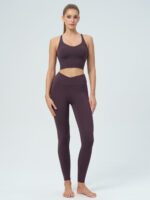 Purple V Neck X-Cross Sports Bra - Medium Support - Image 3