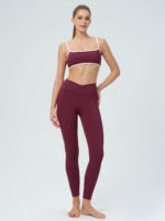 Burgundy Contrast-Trim Camisole Sports Bra - Image 4