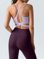 Purple Ribbed Cross Strap Sports Cami - Image 4