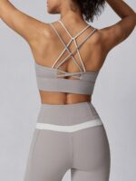 Grey Contrast X Cross Sports Bra - Light Support - Image 2