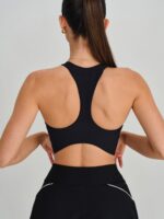Black Round Neck Sports Bra - Light Support - Image 7