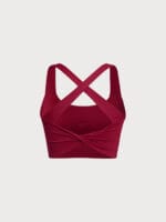 Wine Red Twist X-Cross Sports Bra - Light Support - Image 6