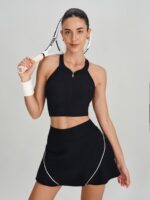 Black Round Neck Sports Bra - Light Support - Image 8
