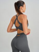Grey Twist X-Cross Sports Bra - Light Support - Image 5