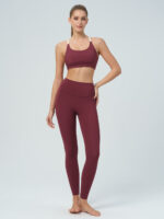 Wine Red Twist Back Sports Bra - Light Support - Image 5