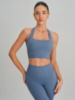 Dusty Blue Twist X-Cross Sports Bra - Image 5