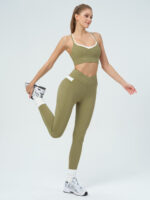 Green Contrast X Cross Sports Bra - Image 5