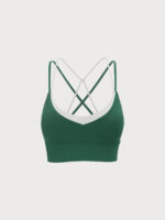 Green Contrast V Neck Sports Bra- Light Support - Image 9