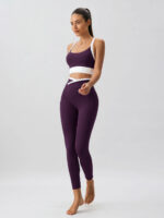 Purple Contrast U Neck Sports Bra - Light Support - Image 3