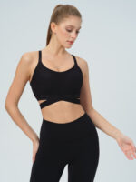 Black Ribbed Cross Strap Sports Cami - Image 2