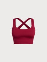 Wine Red Twist X-Cross Sports Bra - Light Support - Image 4