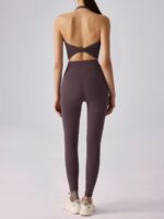 Purple Halter Twist Back Sports Bra - Image 7