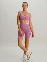 Pink V Neck X Cross Sports Bra - Image 5