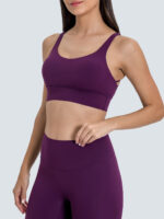 Purple Weave Cross Back Sports Bra - Image 3