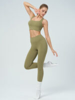 Green Gold Twist X-Cross Sports Bra - Light Support - Image 4
