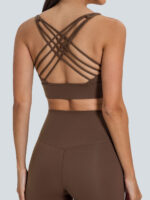 Coffee Weave Cross Back Sports Bra
