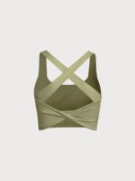 Green Gold Twist X-Cross Sports Bra - Light Support - Image 8