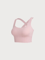 Light Pink Twist X-Cross Sports Bra - Light Support - Image 8