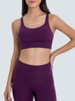 Purple Weave Cross Back Sports Bra - Image 2