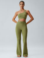 Green Ruched Cutout Sports Bra - Image 4