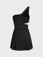 Black One-Shoulder Cut Out Sports Dress - Image 6