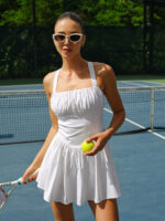 Halter Neck Pleated Tennis Dress - Image 2