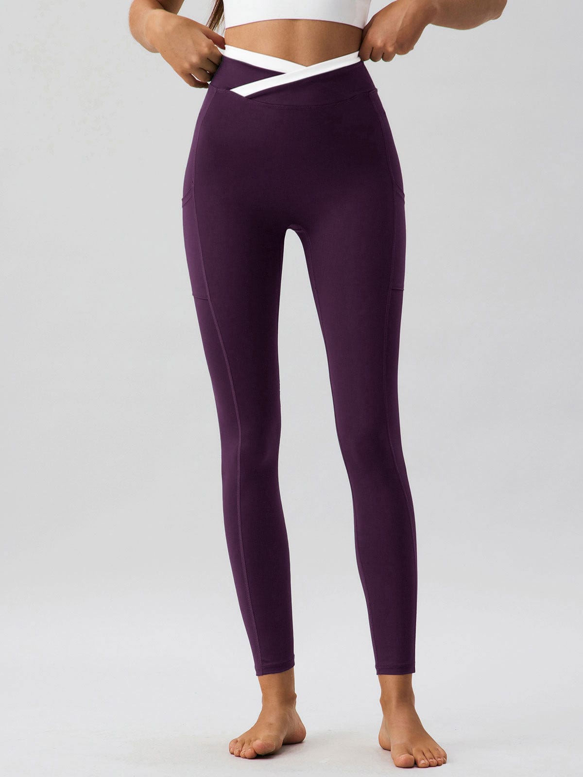 women_s-knitted-nylon-sports-leggings-purple-sustainable-yoga_bottoms-cr1edk Purple Natural Waisted Leggings 25" - Image 1