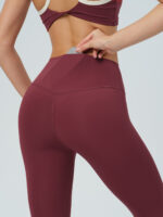 Wine Red High Waisted Leggings 24" - Image 4