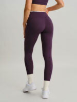 Purple Contrast Natural Waisted Leggings 25" - Image 4