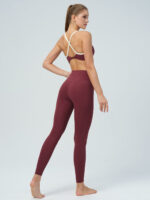 Wine Red High Waisted Leggings 24" - Image 5