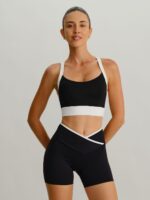 Black Contrast Front-Cross Sports Shorts 5" - Image 5