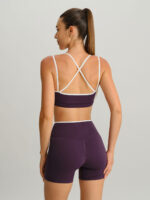 Purple Contrast Front-Cross Sports Shorts 3" - Image 4