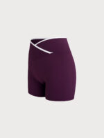 Purple Contrast Front-Cross Sports Shorts 3" - Image 7