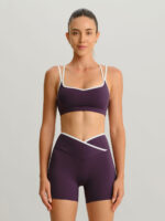 Purple Contrast Front-Cross Sports Shorts 3" - Image 3