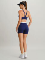 Navy Contrast Line Workout Shorts 3" - Image 4