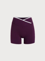 Purple Contrast Front-Cross Sports Shorts 3" - Image 6