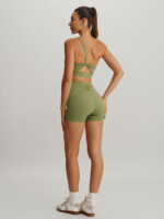 Green Cut Out Shorts 3" - Image 3
