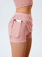 Pink Drawstring Mesh Sport Skirt - Image 2