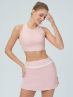 Pink Contrast High Waisted Sports Skirt - Image 5