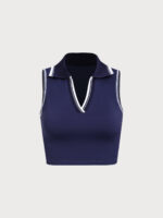 Navy V-Line Collar Tank Top - Light Support - Image 5