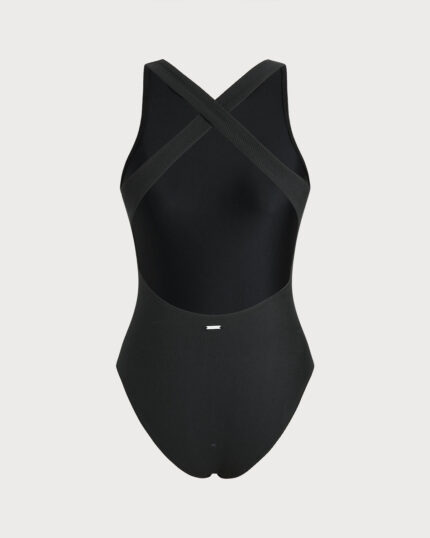 Black Crossback No Padding Surf One-Piece