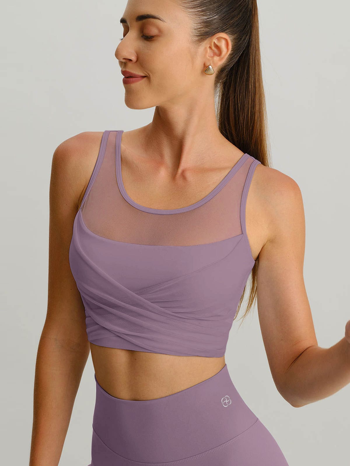 women_s-knitted-nylon-yoga-camis-purple-sustainable-yoga_tops-fee8xv Purple Grey Mesh Cross-Front Tank Top - Image 1