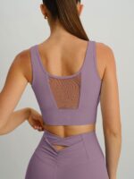 Purple Grey Mesh Cross-Front Tank Top - Image 2