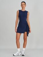 Navy Blue Wrap Tie Skort Romper - Image 8